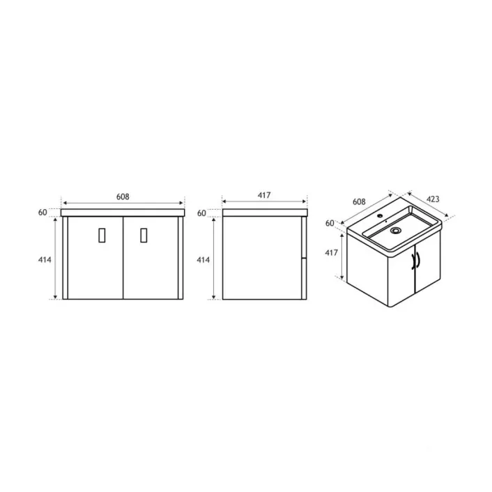 Eastbrook Cavone 60CM 2 Door Basin Vanity Unit - Gloss White
