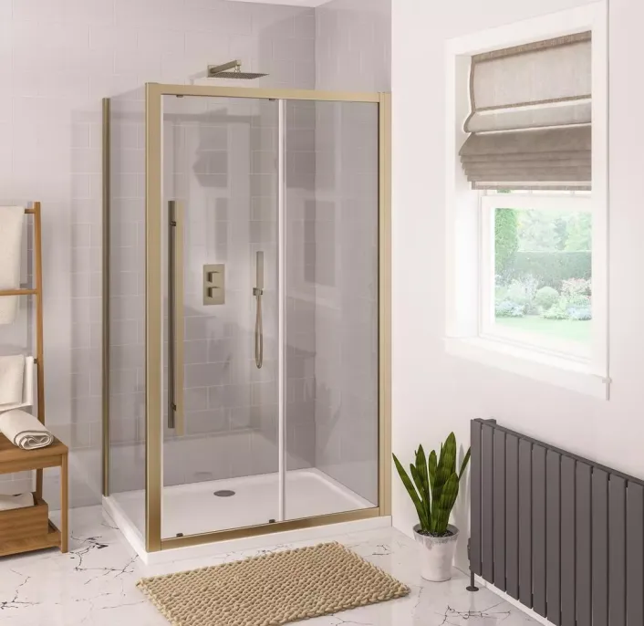 Eastbrook Vantage 2000 Easy Clean 2000x1500mm Slider Shower Door - Brushed Brass
