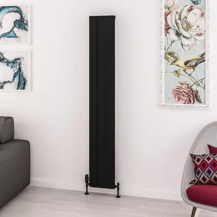Eastbrook Withington 1800 x 280 Aluminium Radiator Matt Black