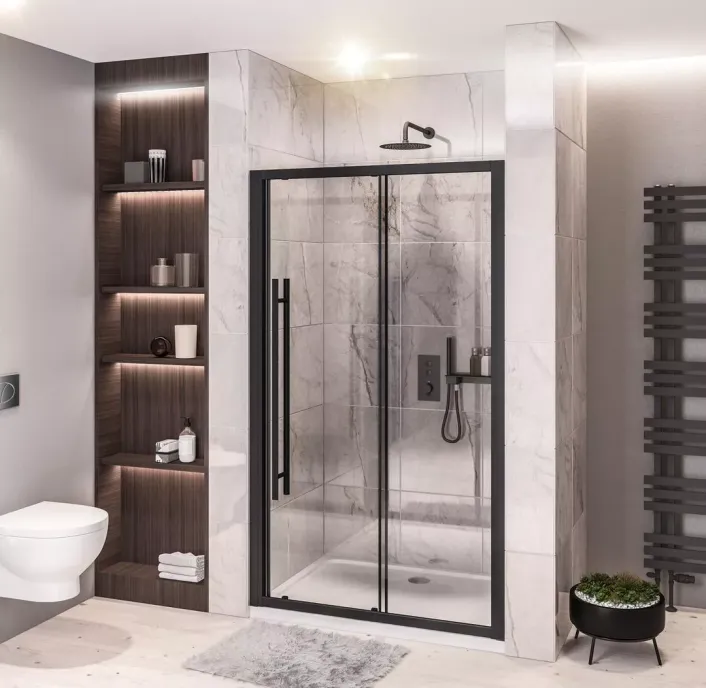 Eastbrook Vantage 2000 Easy Clean 2000x1500mm Slider Shower Door - Matt Black