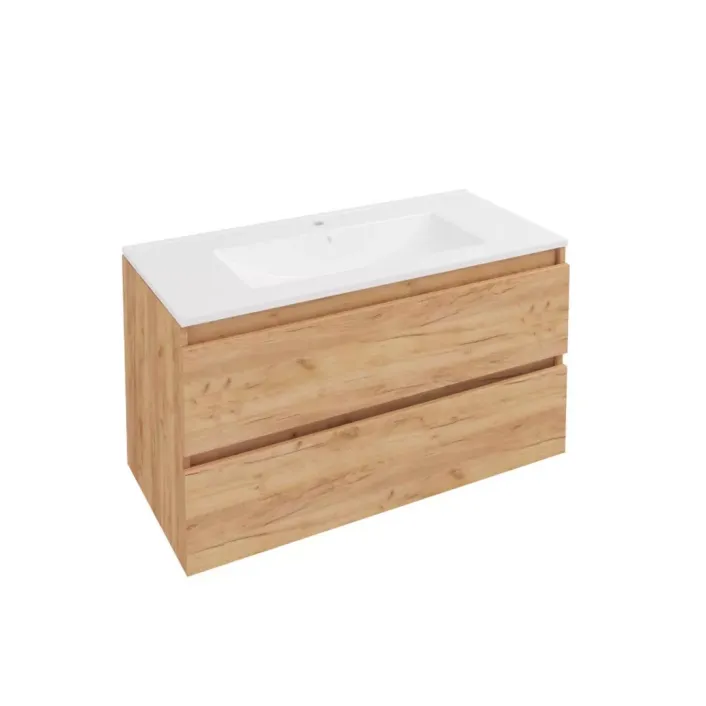 Eastbrook Olympia 100cm Wall Hung Drawer Unit Warm Oak