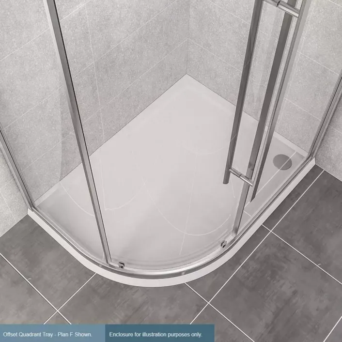 Eastbrook Vantage Plan F Left Hand (LH) 1000mm x 800mm Offset Quadrant Shower Tray - White