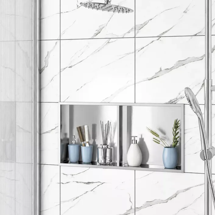 Eastbrook 600x300mm Shower Niche with Shelf - Chrome
