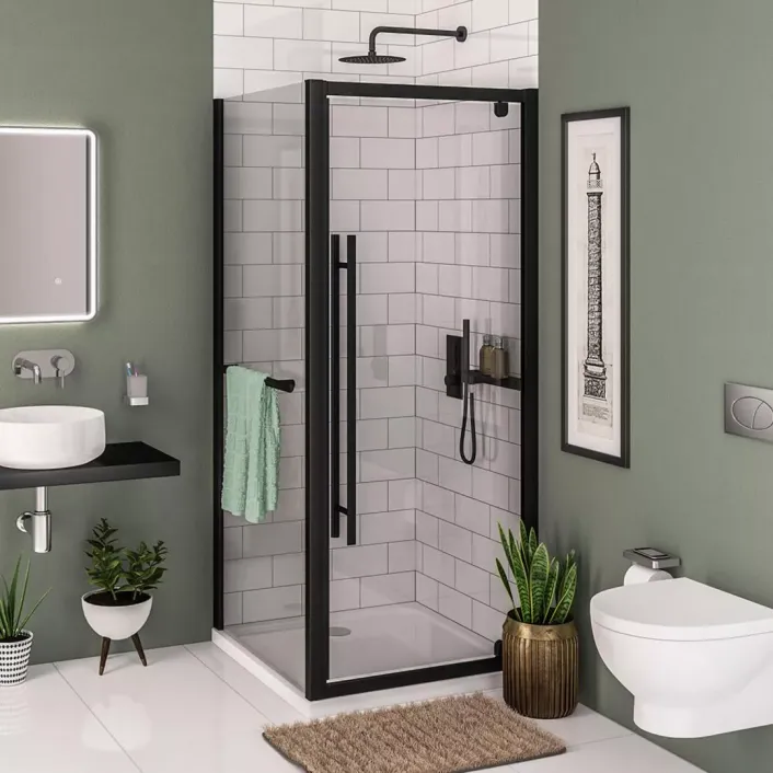 Eastbrook Vantage 2000 6mm Easy Clean 2000mm x 800mm Pivot Shower Door - Matt Black