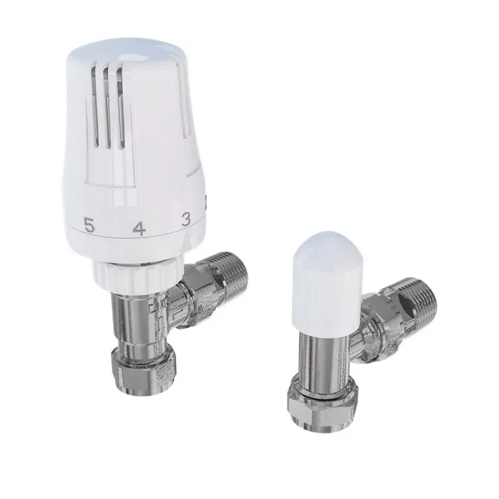 Eastbrook 15mm Angled TRV and Lockshield Valve Chrome/White