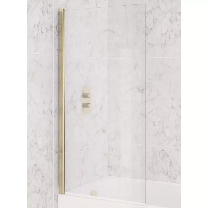 Eastbrook Beaufort 6mm 1400 x 800mm Designer Straight Bath Screen - Brushed Brass