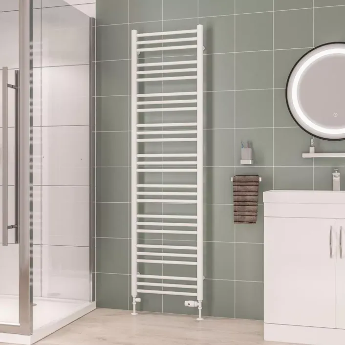 Eastbrook Corinium Round 1800 x 500 Towel Rail Gloss White