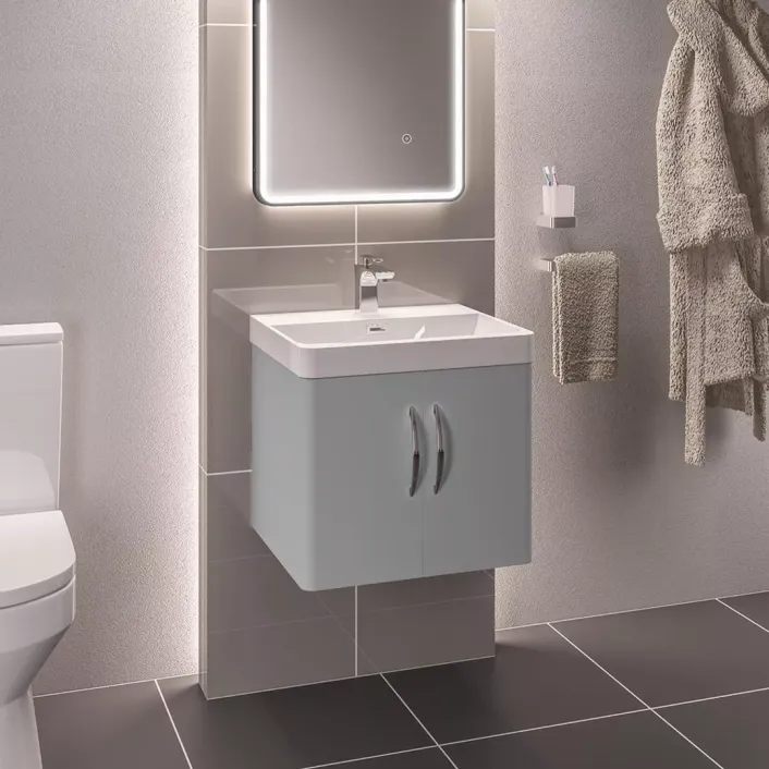 Eastbrook Cavone 50CM 2 Door Basin Vanity Unit - Matt Grey - Wall Hung