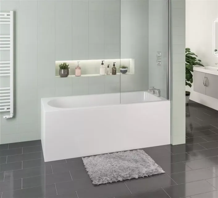 Eastbrook Biscay 1700 x 700 x 440mm Right Hand (RH) Straight Rectangular 5mm Shower Bath - White