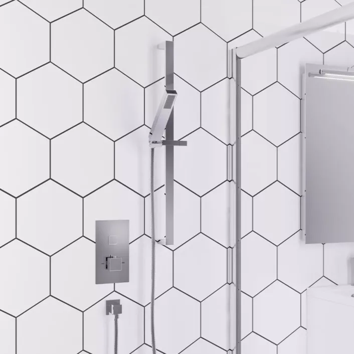 Eastbrook Shower Bundle with Concealed Valve & Rectangular Slider Rail Shower Kit - Chrome