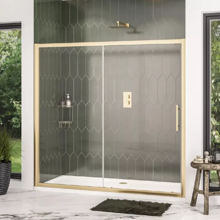 Eastbrook Volente 1850 x 2000mm Sliding Shower Door (6mm Thick) - Brushed Brass
