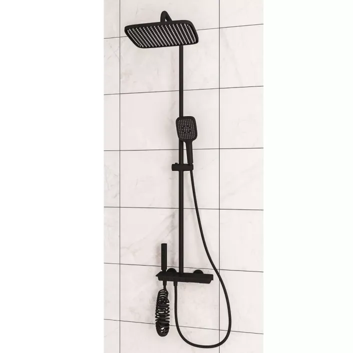 Eastbrook Exposed Thermostatic Shelf Shower Set - Black