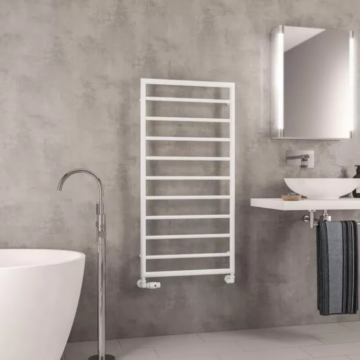 Eastbrook Kenilworth 1200 x 600mm. Towel Rail Matt White