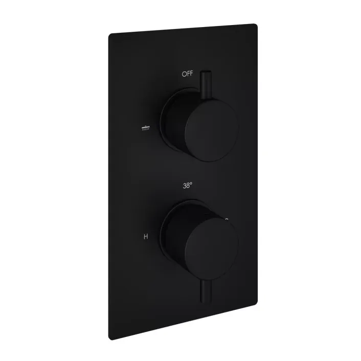 Eastbrook Meriden Twin Thermostatic Concealed Shower Valve - Matt Black