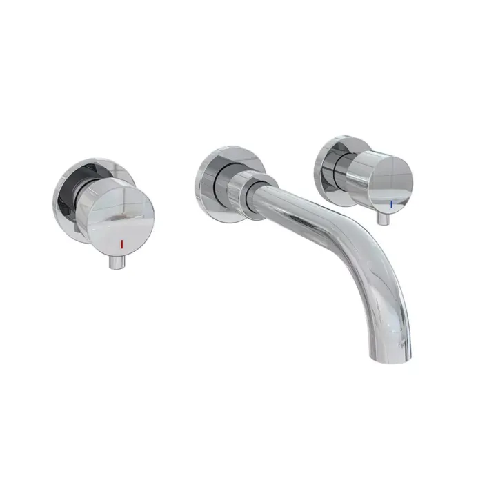 Eastbrook Meriden 3 Tap Hole Wall Mounted Basin Tap Set Chrome