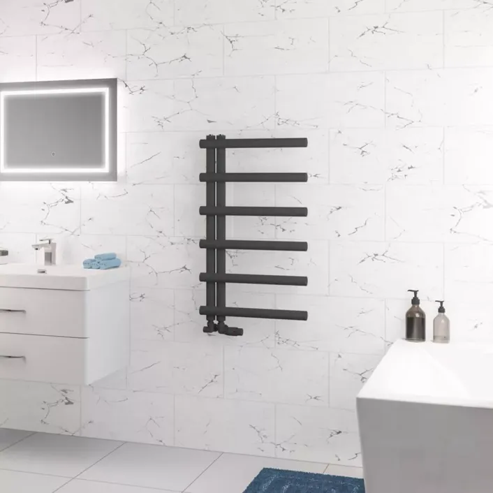Eastbrook Marlow E-Style 850 x 500 Towel Rail Matt Anthracite