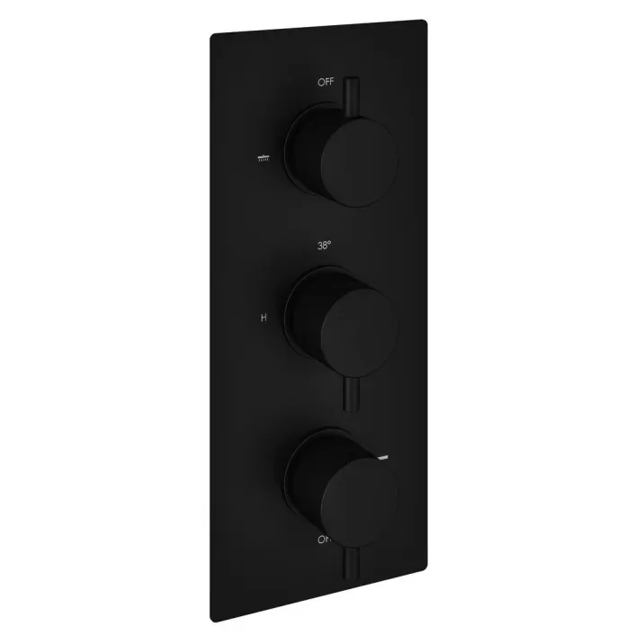 Eastbrook Meriden Triple Thermostatic Concealed Shower Valve - Matt Black