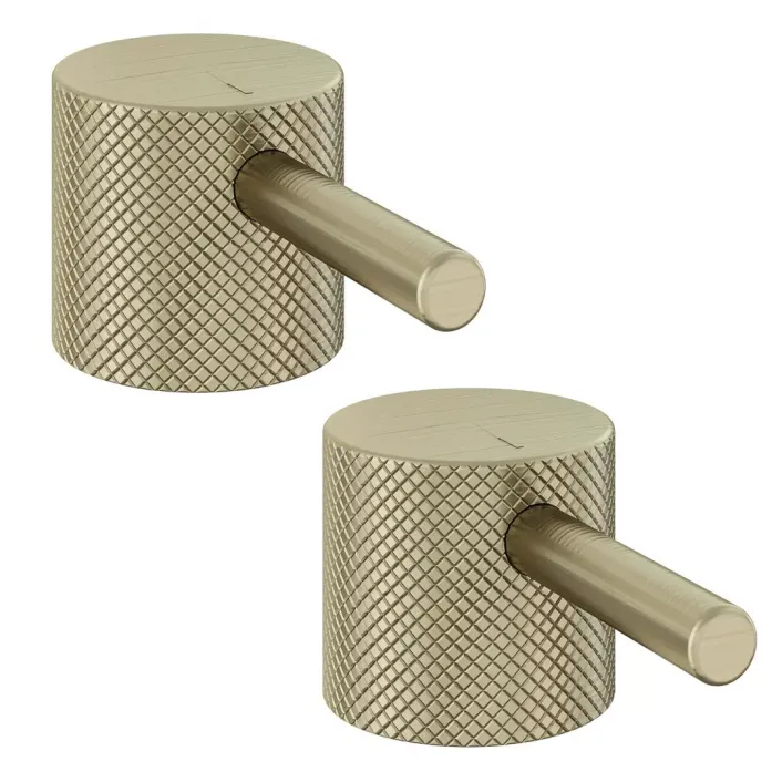 Eastbrook (Pair) Meriden Full Knurling Tap Handles for Bath Filler and Bath Shower Mixer Taps Brushed Brass