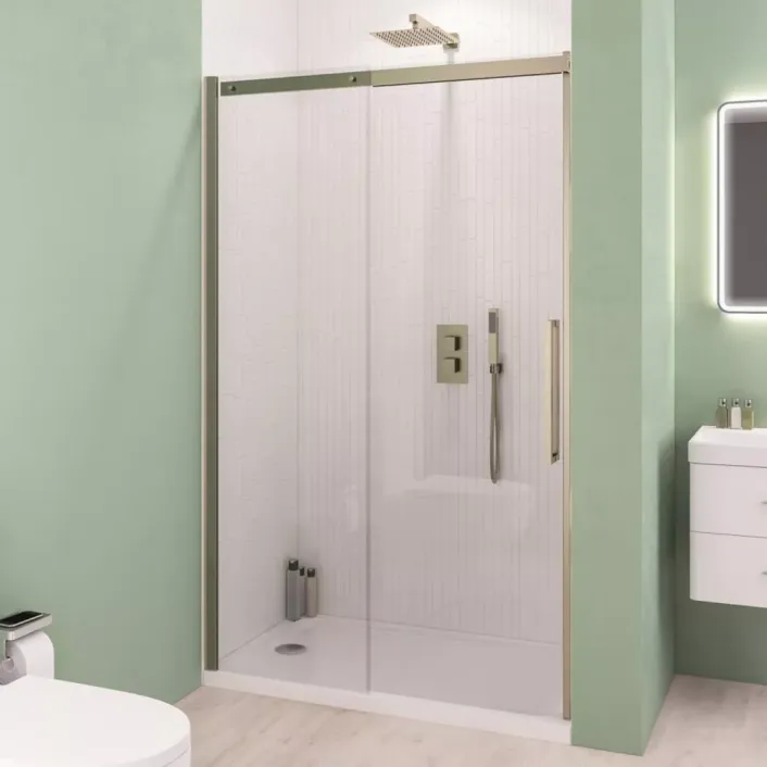 Eastbrook Corniche 2000 8mm Semi-Frameless 2000mm x 1200mm Slider Shower Door - Brushed Brass