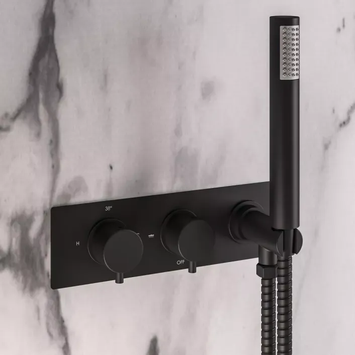 Eastbrook Meriden Two Way Thermostic Shower Valve with Hand Set - Mat Black