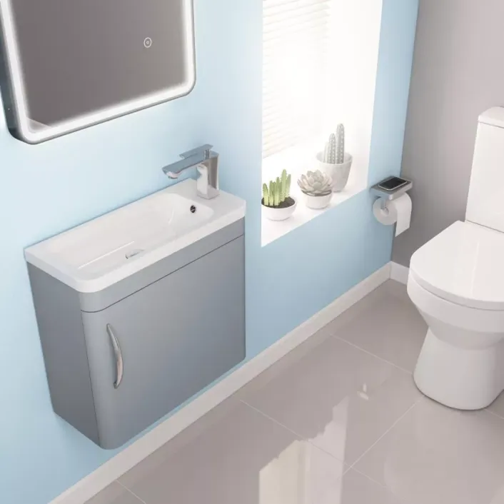 Eastbrook Cavone 50CM 1 Door Basin Vanity Unit - Matt Grey - Wall Hung