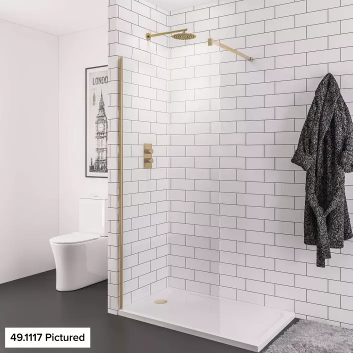 Eastbrook Vantage 2000 8mm Easy Clean 2000mm x 1600mm Walk-In Shower Panel - Brushed Brass