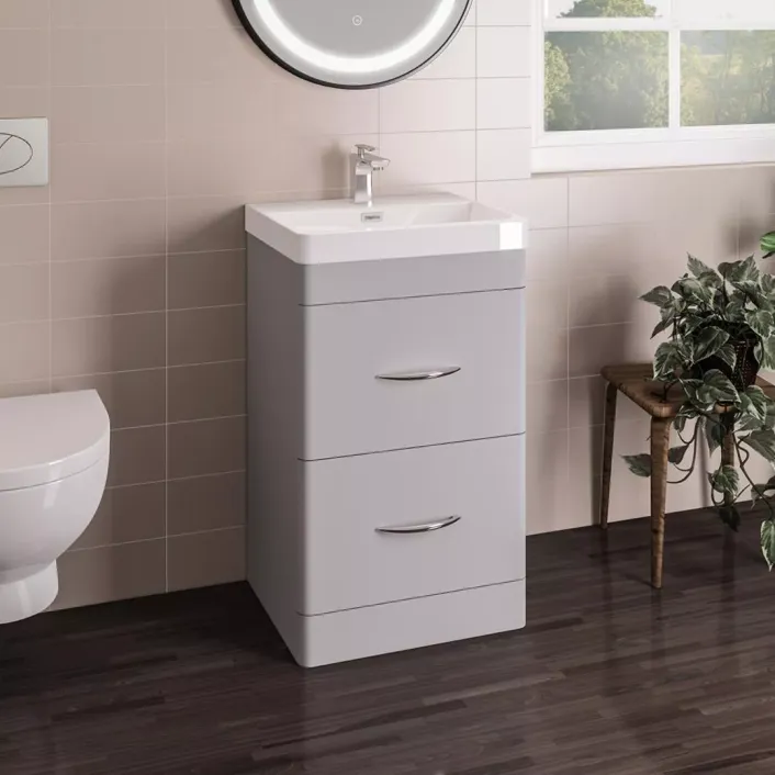 Eastbrook Cavone 60CM 2 Drawer Basin Vanity Unit - Matt Grey
