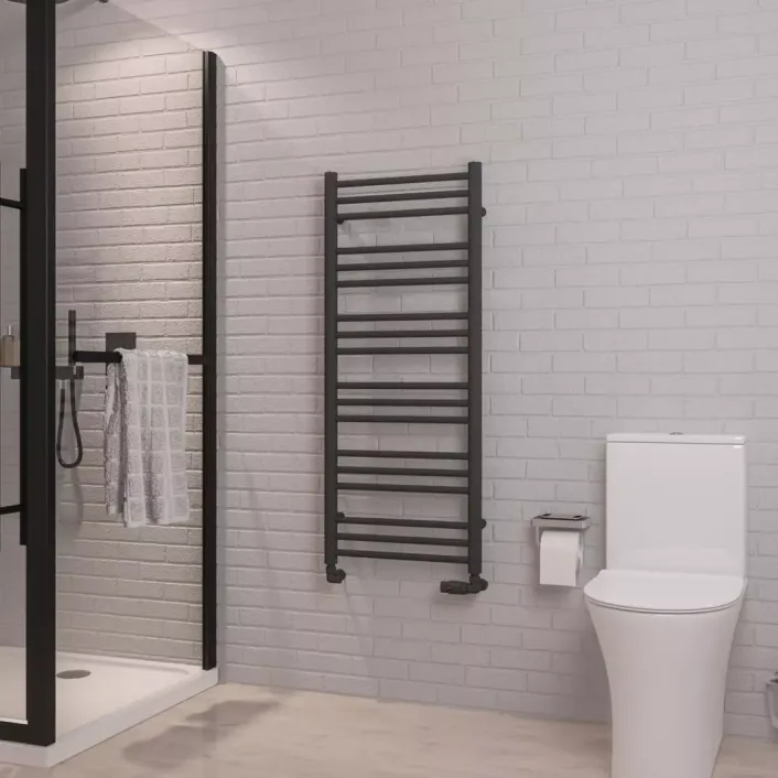 Eastbrook Corinium Round 1200 x 500 Towel Rail Matt Anthracite