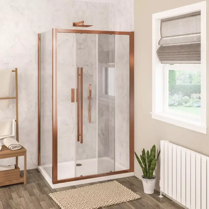 Eastbrook Vantage 2000 Soft Close 2000 x 1200mm Sliding Shower Door (8mm Thick) - Brushed Bronze