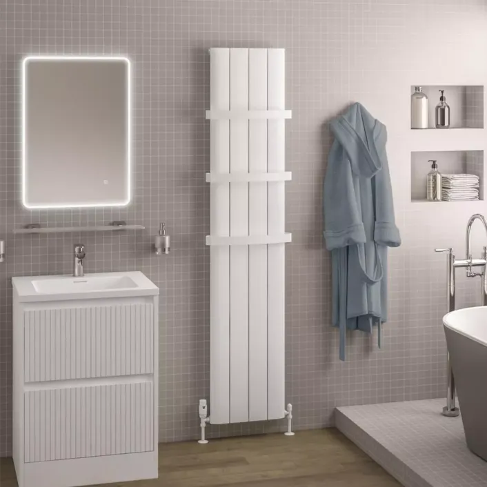 Eastbrook Withington 1800 x 375 Aluminium Radiator Matt White
