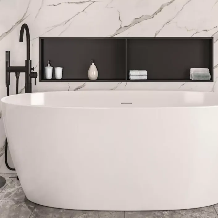 Eastbrook 1200x300mm Shower Niche with Shelf - Matt Black