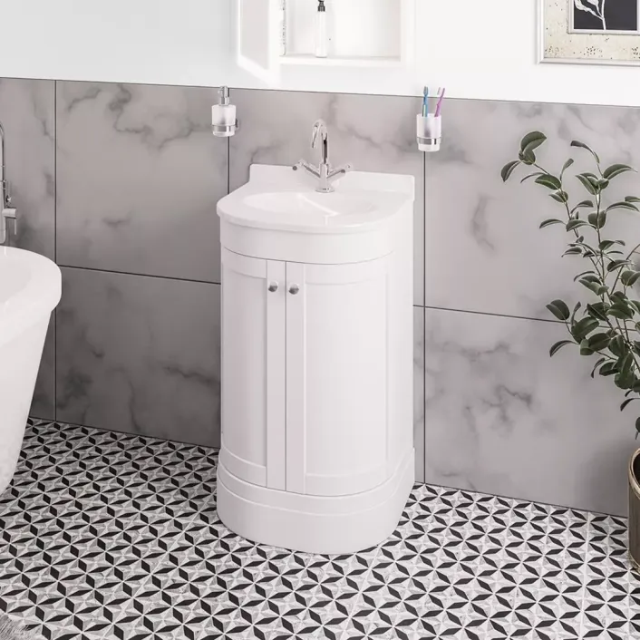 Eastbrook Hardwick Traditional 50CM 2 Door Basin Vanity Unit - White - Matt White