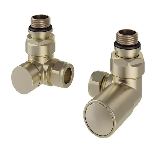 Eastbrook Corner Radiator Valves (Pair) Brushed Brass