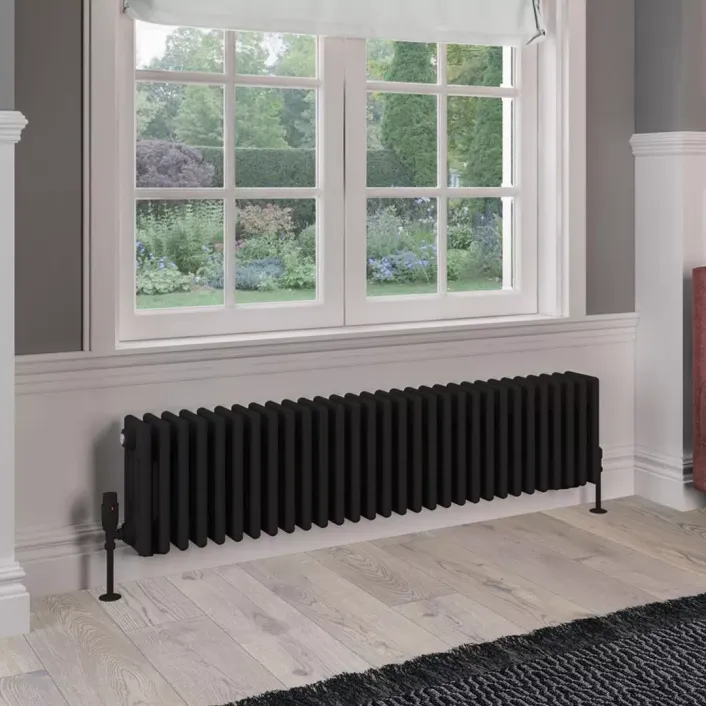 Eastbrook Rivassa 4 Column Radiator 300 x 1373mm Matt Black