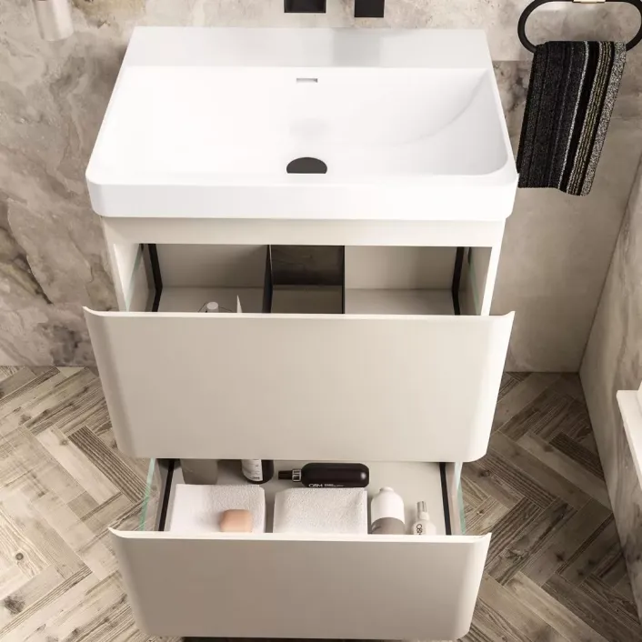Eastbrook Grovely 60cm x 43cm, 2 Drawer Base Vanity Unit - Cashmere
