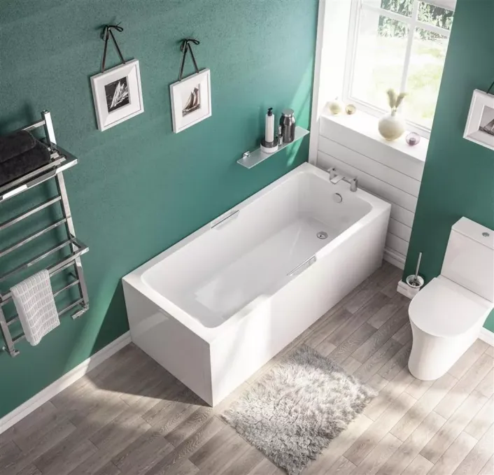 Eastbrook Portland 1500x700x350 Twin Grip (TG) Low Level Eco Rectangular 5mm Bath - White
