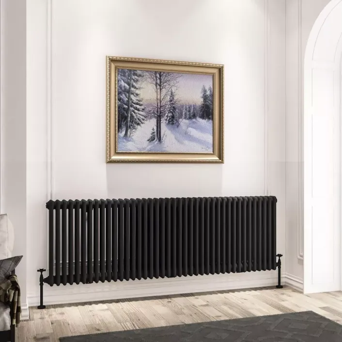 Eastbrook Imperia 3 Column Radiator 600 x 1820mm Matt Black