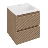 Eastbrook Olympia 500x445mm Fluted Effect 2 Drawer Vanity Wall Hung Unit