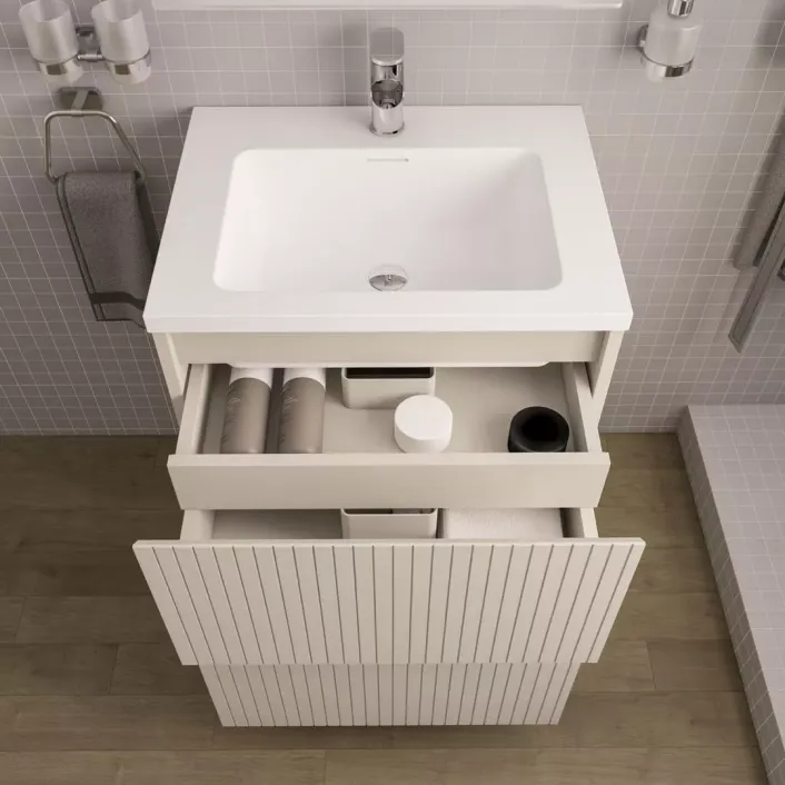 Eastbrook Stockton 60cm Fluted Drawer Base Unit Cashmere