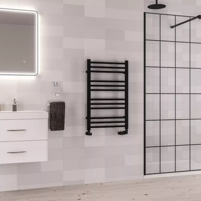 Eastbrook Corinium Round 800 x 500 Towel Rail Matt Black