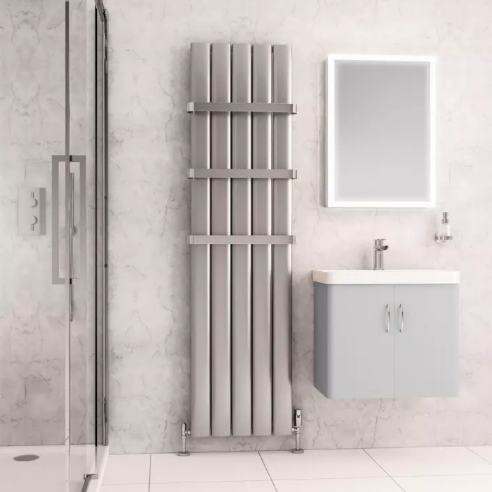 Eastbrook Malmesbury 1800 x 470 Aluminium Radiator Silver Effect