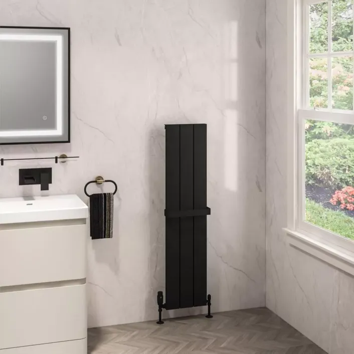 Eastbrook Charlton 1200 x 280 Aluminium Radiator Matt Black