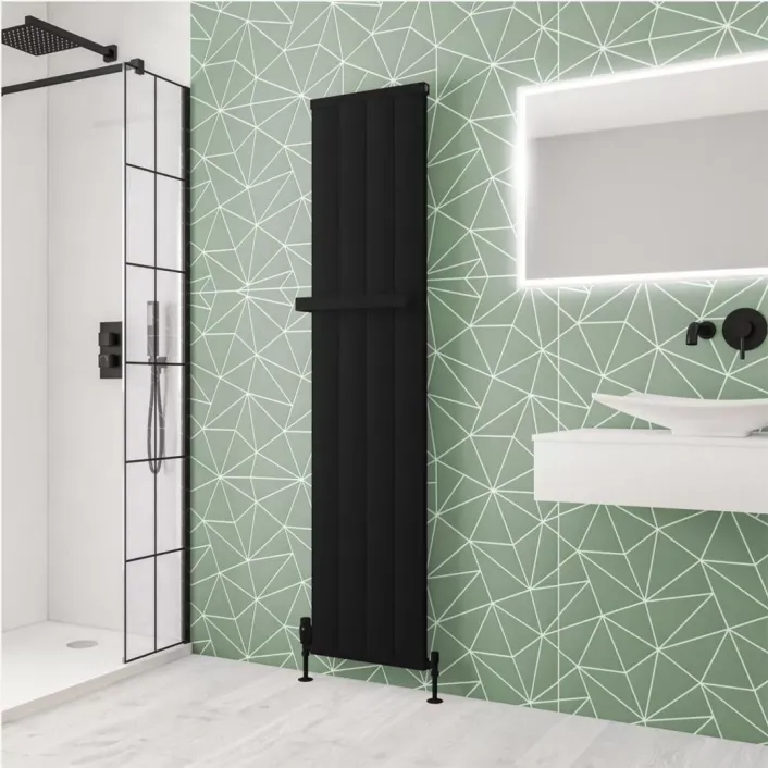 Eastbrook Kingswood Slimline 1800 x 410 Aluminium Radiator Matt Black