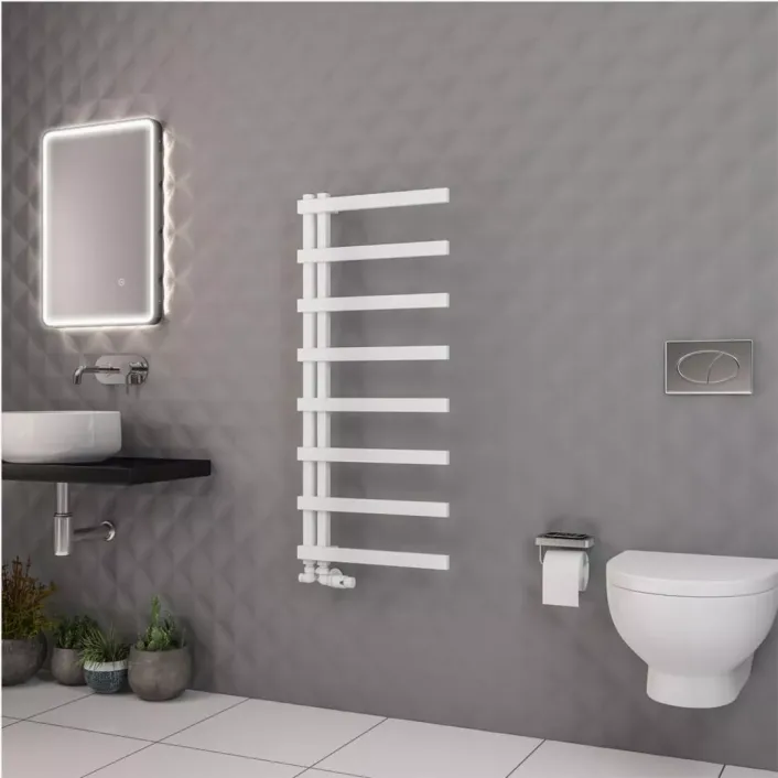 Eastbrook Platani 1150 x 500mm Towel Rail Matt White