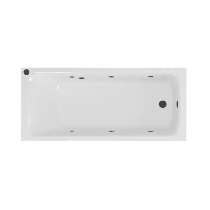 Eastbrook Portland 1700 x 700 x 440mm Single Ended (SE) 6 Jet Beauforte Whirlpool Rectangular Bath - Matt Black