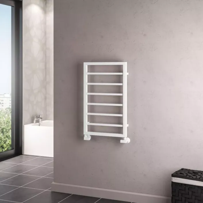 Eastbrook Ryton 800 x 500mm. Towel Rail Matt White