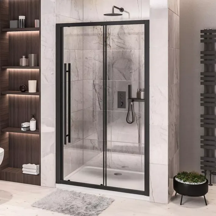 Eastbrook Vantage 2000 Easy Clean 2000mm x 1000mm Slider Shower Door - Matt Black