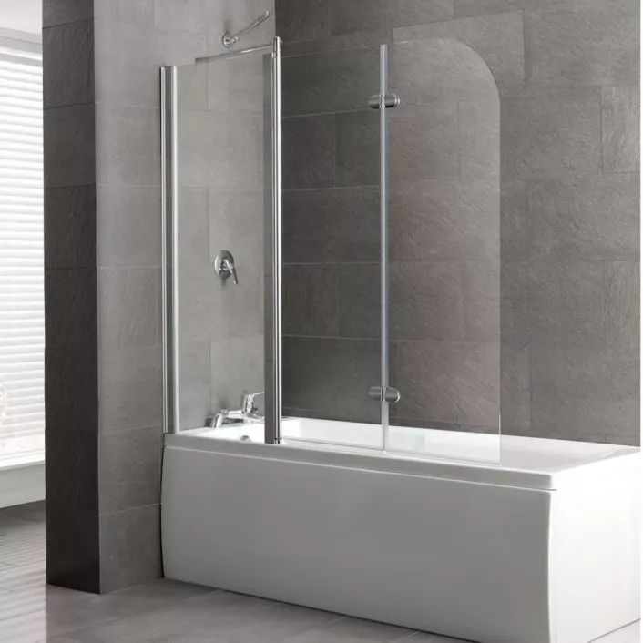 Eastbrook Volente 6mm 1550 x 1475mm Bath Screenwith 1 Fixed and 2 Hinge Panels - Chrome