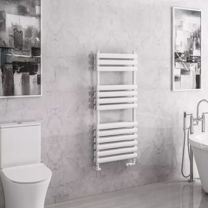 Eastbrook Tunstall Double 1200 x 500 Towel Rail Matt White