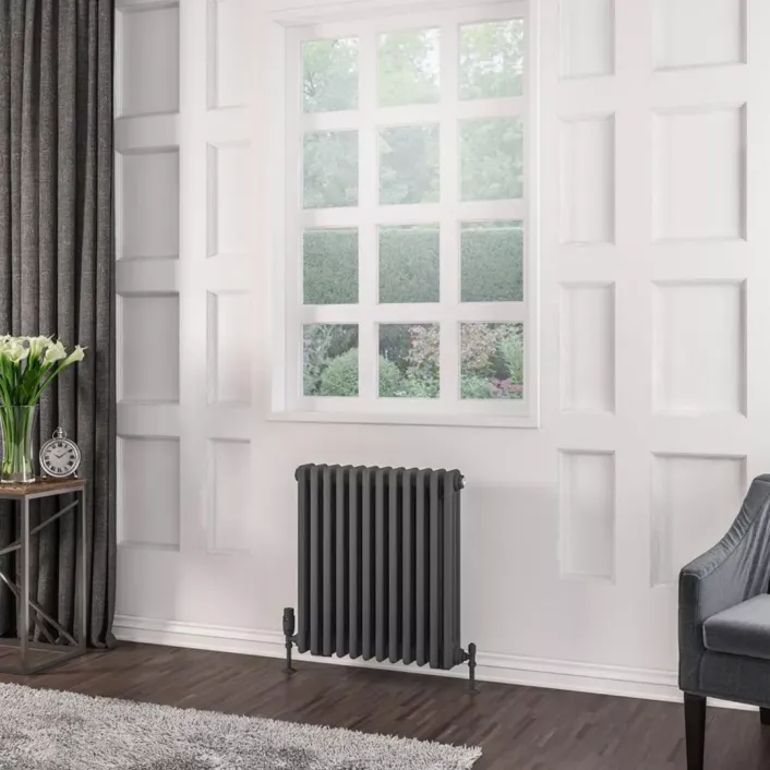 Eastbrook Rivassa 3 Column Radiator 600 x 563mm Matt Anthracite